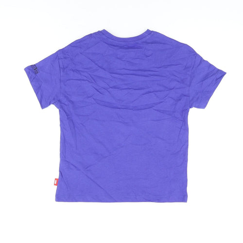 Marks and Spencer Girls Purple Cotton Basic T-Shirt Size 8-9 Years Round Neck Pullover - The Marvels