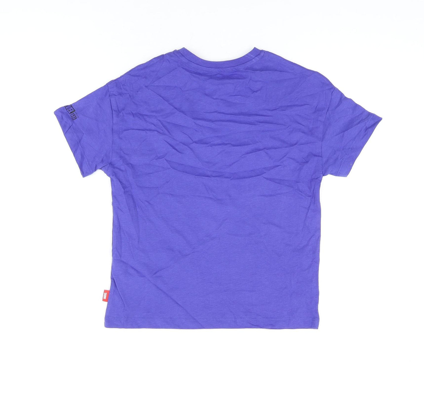 Marks and Spencer Girls Purple Cotton Basic T-Shirt Size 8-9 Years Round Neck Pullover - The Marvels