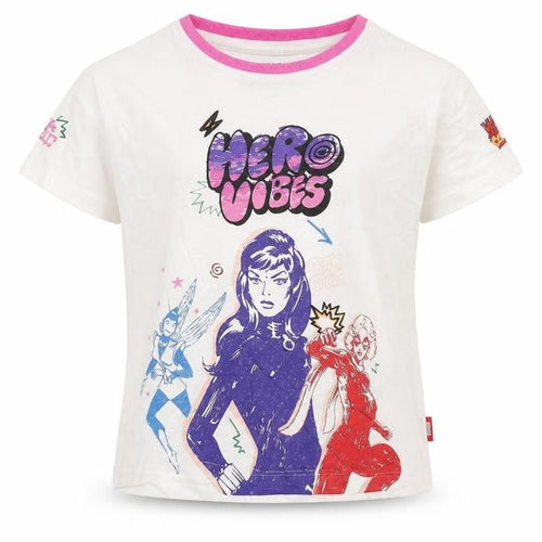 Marks and Spencer Girls White Cotton Basic T-Shirt Size 3-4 Years Round Neck Pullover - Hero Vibes, Marvel
