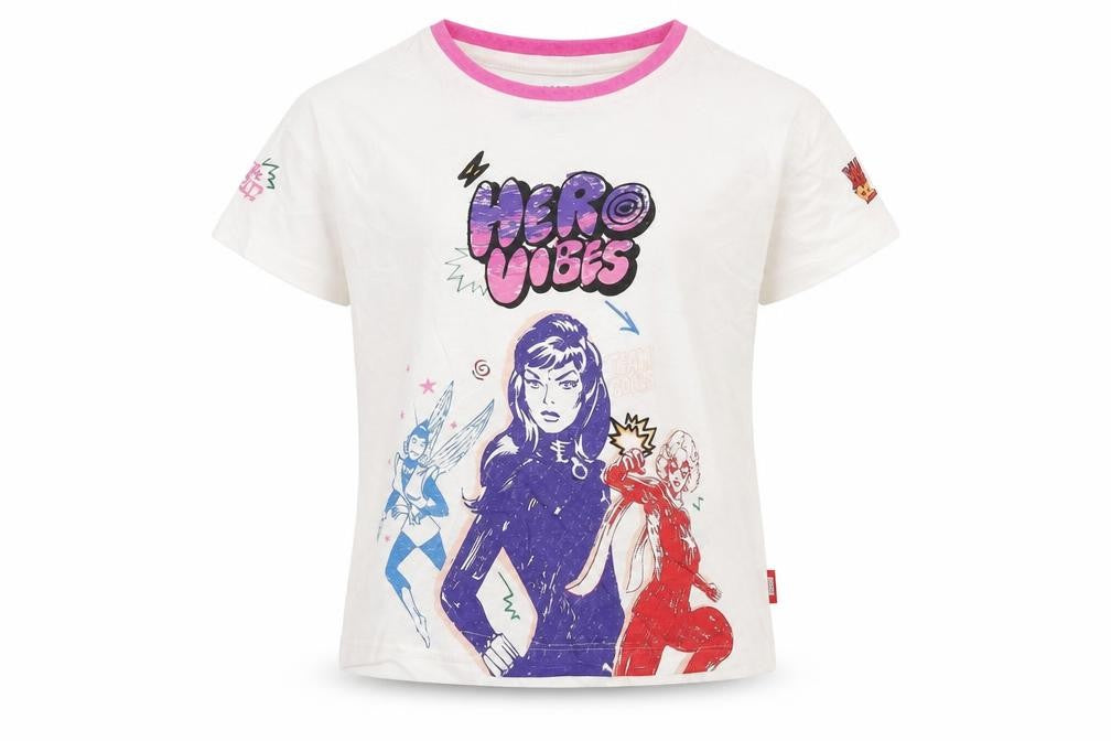 Marks and Spencer Girls White Cotton Basic T-Shirt Size 3-4 Years Round Neck Pullover - Hero Vibes, Marvel