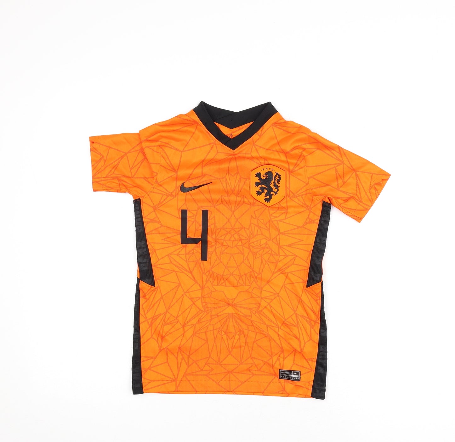 Nike Boys Orange Geometric Polyester Basic T-Shirt Size 8-9 Years V-Neck Pullover - Football Shirt