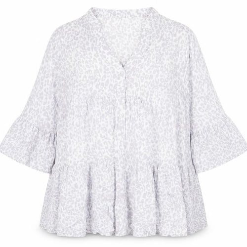 QED London Womens Grey Animal Print Viscose Trapeze & Swing Size M V-Neck Pullover
