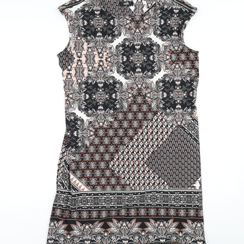 Wallis Womens Multicoloured Geometric Polyester Ball Gown Size M Round Neck Pullover