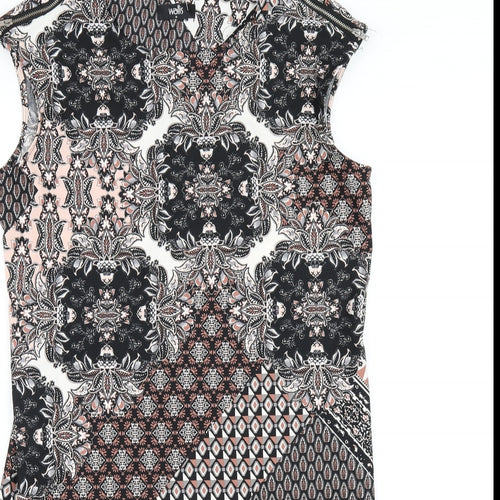 Wallis Womens Multicoloured Geometric Polyester Ball Gown Size M Round Neck Pullover