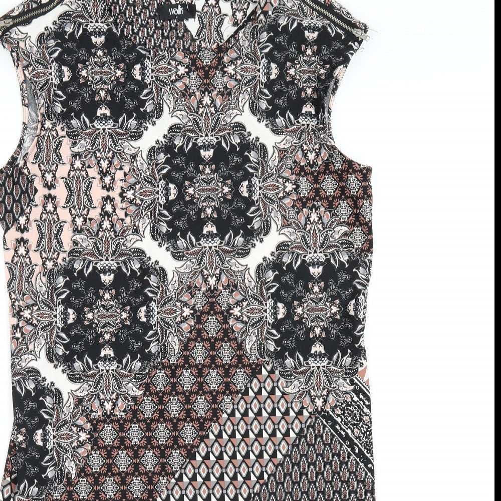 Wallis Womens Multicoloured Geometric Polyester Ball Gown Size M Round Neck Pullover