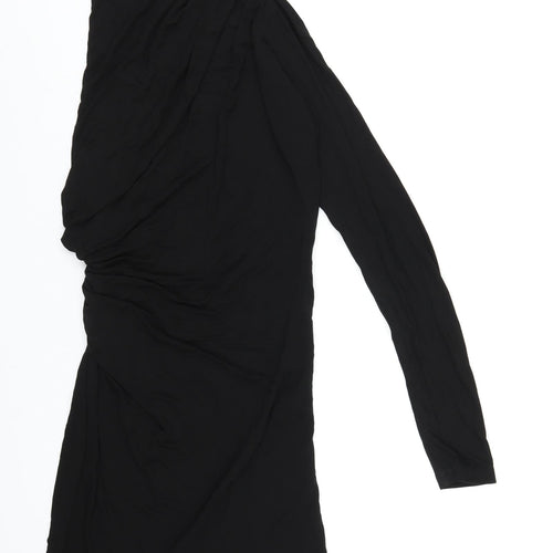 Zara Womens Black Viscose Bodycon Size M Mock Neck Pullover