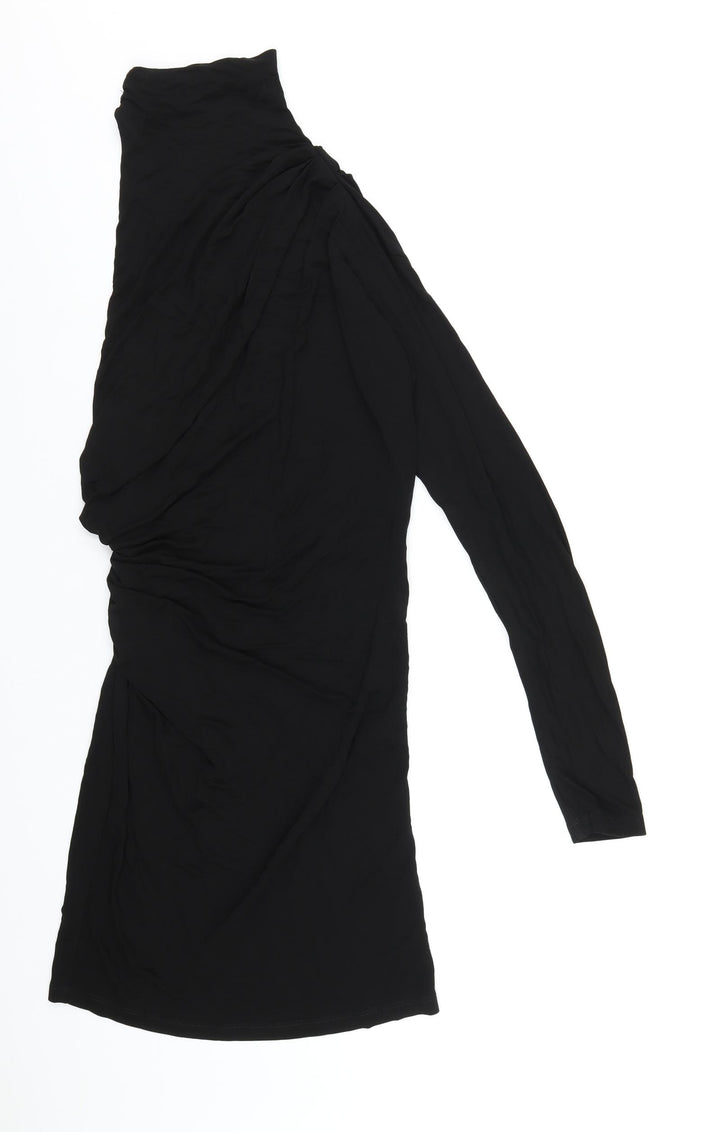 Zara Womens Black Viscose Bodycon Size M Mock Neck Pullover