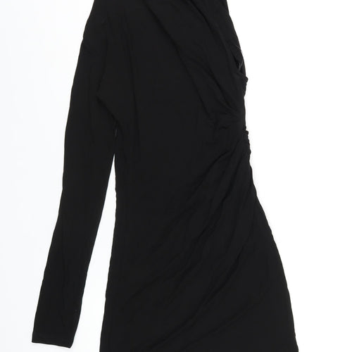 Zara Womens Black Viscose Bodycon Size M Mock Neck Pullover