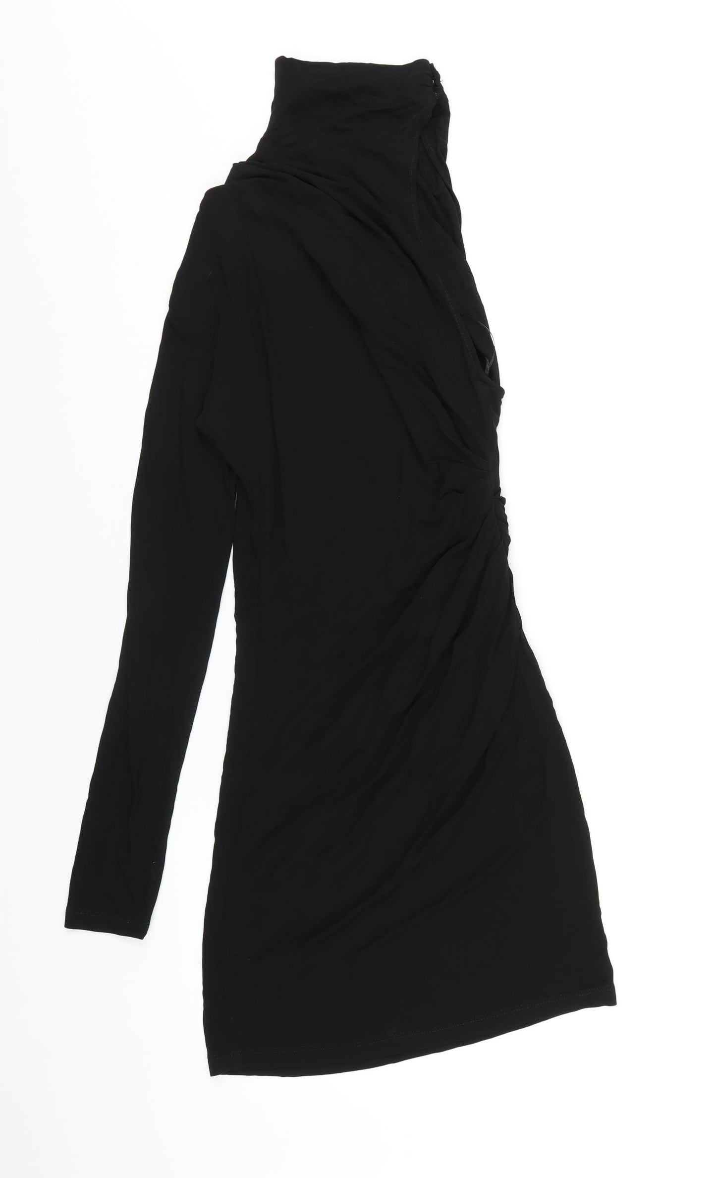 Zara Womens Black Viscose Bodycon Size M Mock Neck Pullover