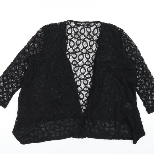Select Womens Black Cotton Kimono T-Shirt Size 14 V-Neck