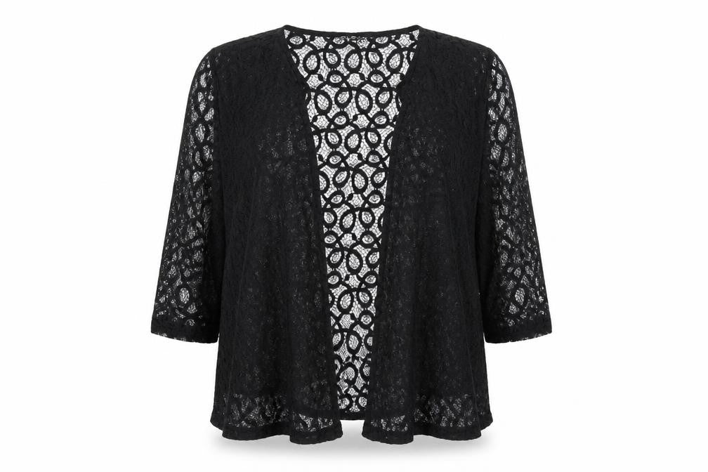 Select Womens Black Cotton Kimono T-Shirt Size 14 V-Neck