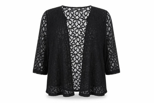Front view of Select women’s black cotton kimono t-shirt, size UK 14, v-neck