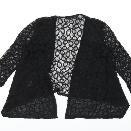 Select Womens Black Cotton Kimono T-Shirt Size 14 V-Neck