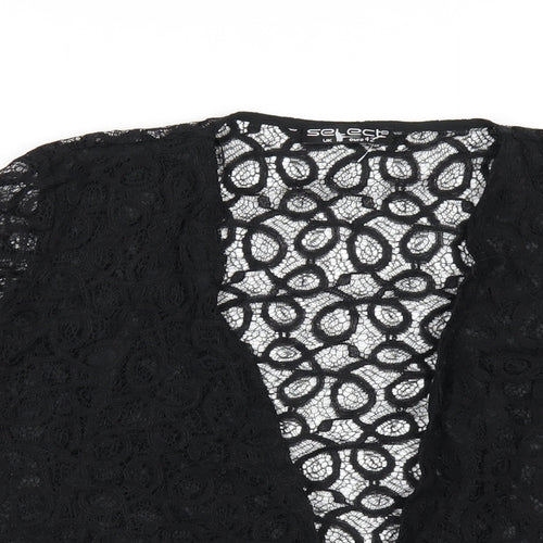 Select Womens Black Cotton Kimono T-Shirt Size 14 V-Neck