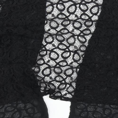 Select Womens Black Cotton Kimono T-Shirt Size 14 V-Neck
