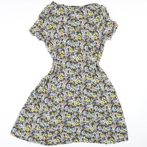 Marks and Spencer Womens Multicoloured Floral Viscose A-Line Size 14 Round Neck Zip