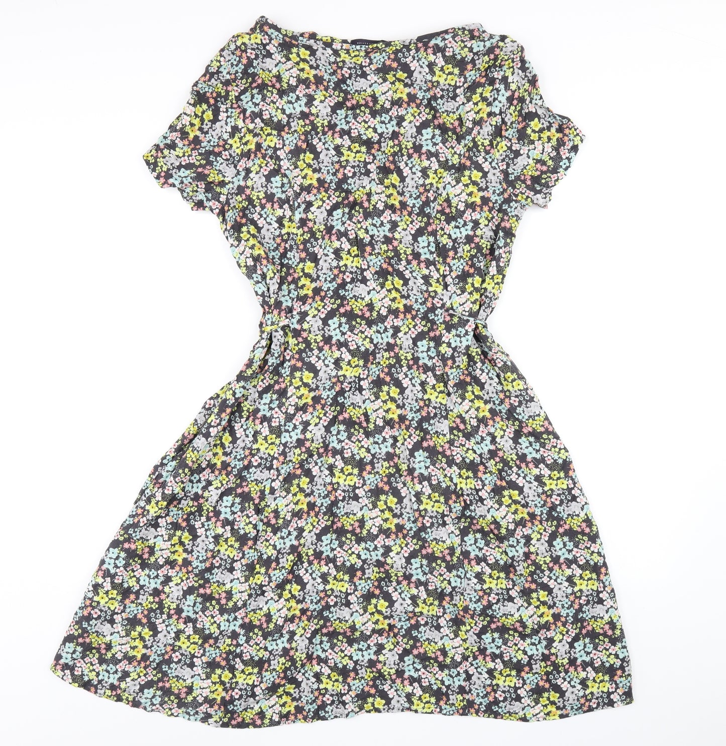 Marks and Spencer Womens Multicoloured Floral Viscose A-Line Size 14 Round Neck Zip
