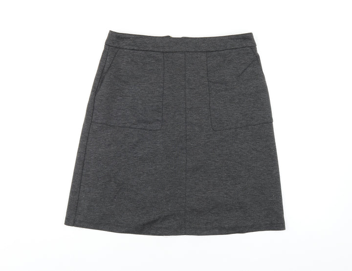 Wallis Womens Grey Polyester A-Line Skirt Size 10 Zip