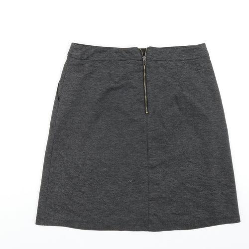 Wallis Womens Grey Polyester A-Line Skirt Size 10 Zip