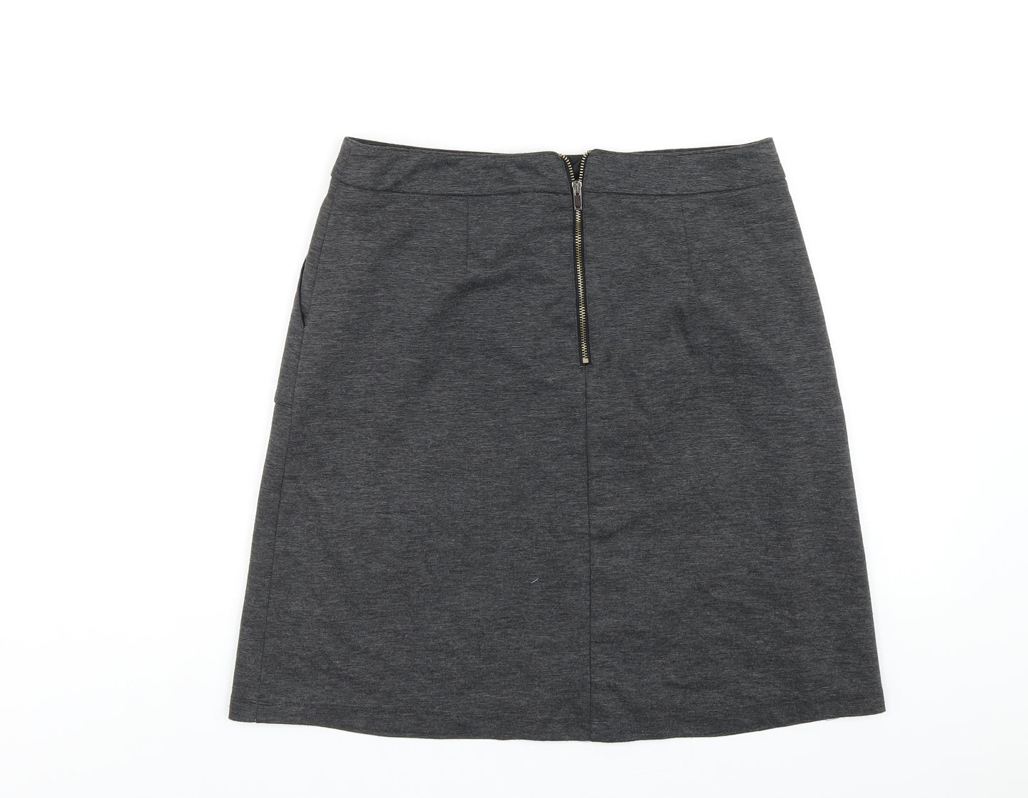 Wallis Womens Grey Polyester A-Line Skirt Size 10 Zip