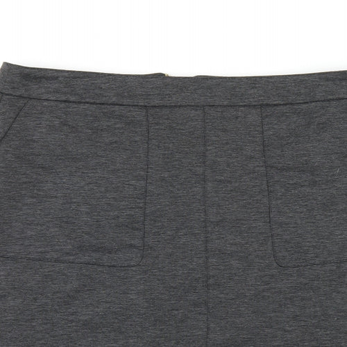 Wallis Womens Grey Polyester A-Line Skirt Size 10 Zip