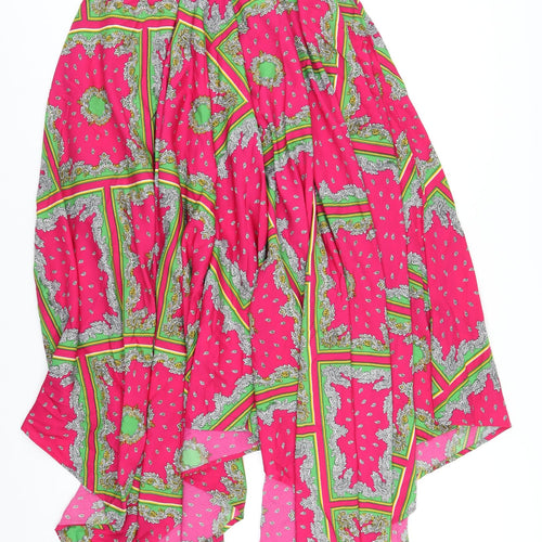 Boohoo Womens Pink Geometric Polyester Trapeze & Swing Size 8 Round Neck Button