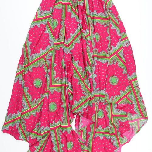 Boohoo Womens Pink Geometric Polyester Trapeze & Swing Size 8 Round Neck Button
