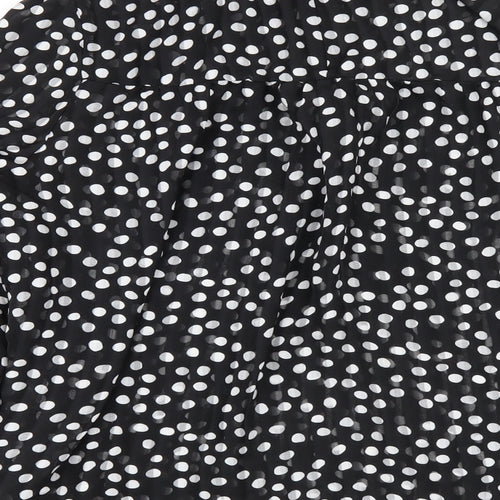 Zara Womens Black Polka Dot Polyester Basic Blouse Size XL Mock Neck