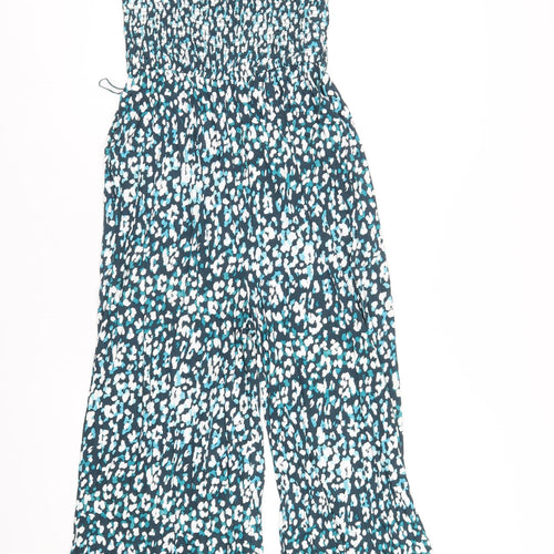 John Lewis Womens Blue Geometric Vinyl Jumpsuit One-Piece Size S L27 in Pullover