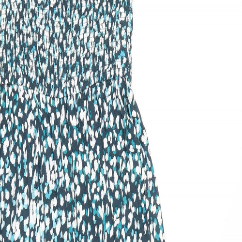 John Lewis Womens Blue Geometric Vinyl Jumpsuit One-Piece Size S L27 in Pullover