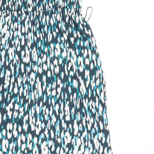 John Lewis Womens Blue Geometric Vinyl Jumpsuit One-Piece Size S L27 in Pullover