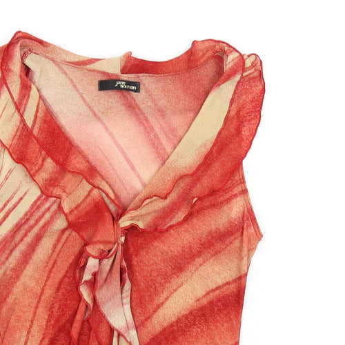 Jane Norman Womens Orange Polyester Basic Tank Size 10 V-Neck - Ruffle