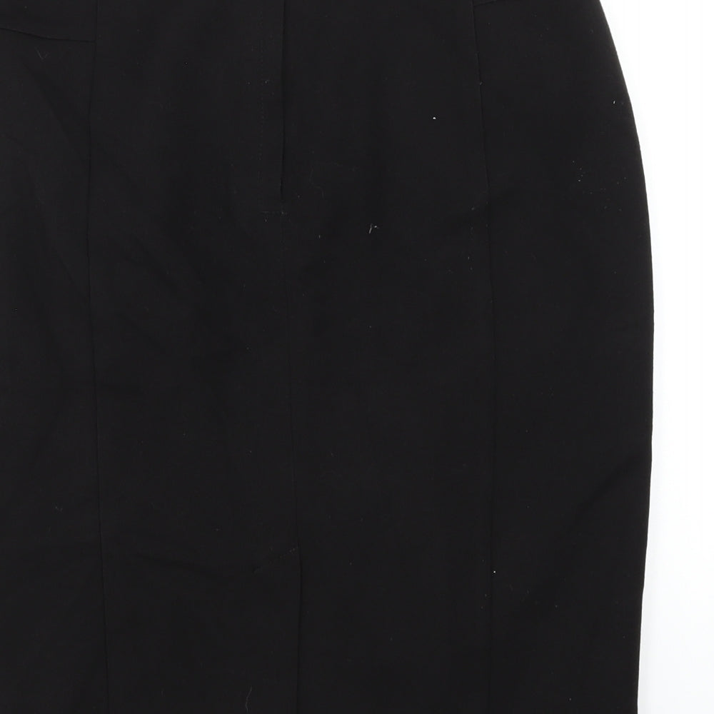 Dorothy Perkins Womens Black Polyester Straight & Pencil Skirt Size 12 Zip