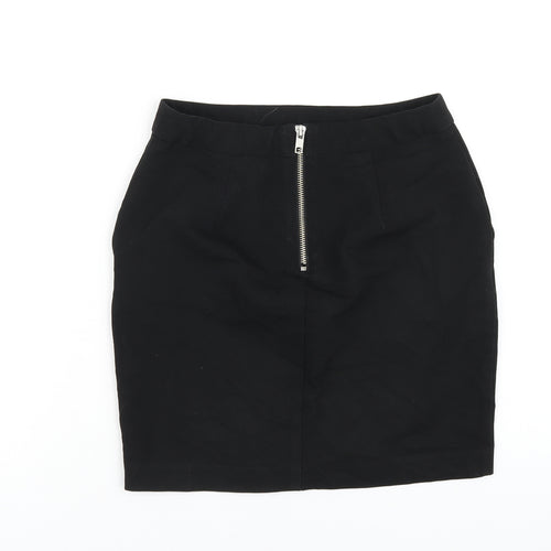 New Look Girls Black Polyester A-Line Skirt Size 12 Years Regular Zip