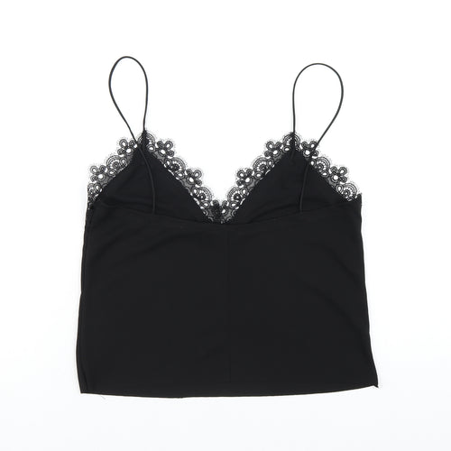Zara Womens Black Polyester Camisole T-Shirt Size S V-Neck
