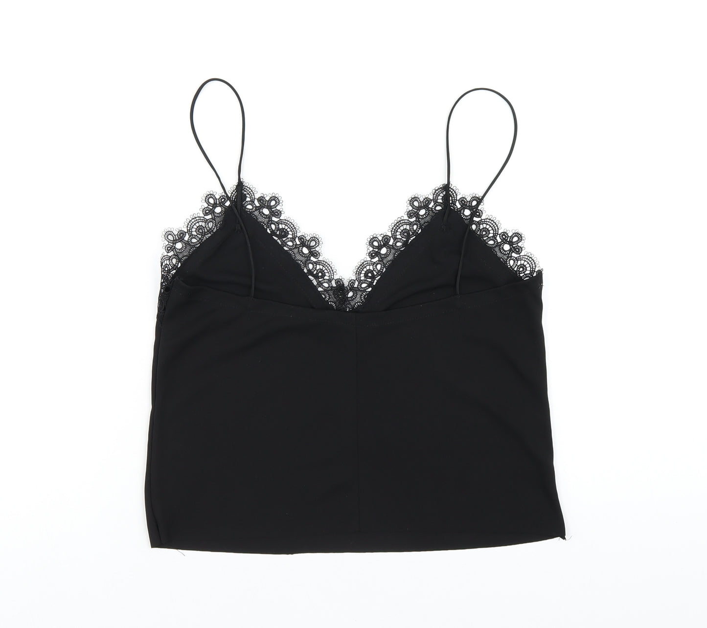 Zara Womens Black Polyester Camisole T-Shirt Size S V-Neck