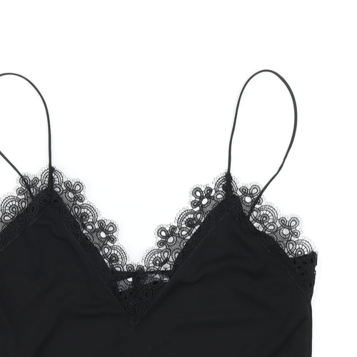 Zara Womens Black Polyester Camisole T-Shirt Size S V-Neck
