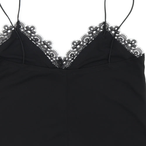Zara Womens Black Polyester Camisole T-Shirt Size S V-Neck