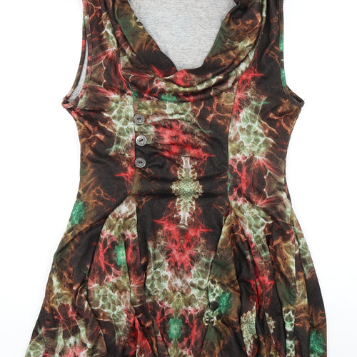 Frock Me Womens Multicoloured Geometric Polyester A-Line Size 16 Cowl Neck Pullover