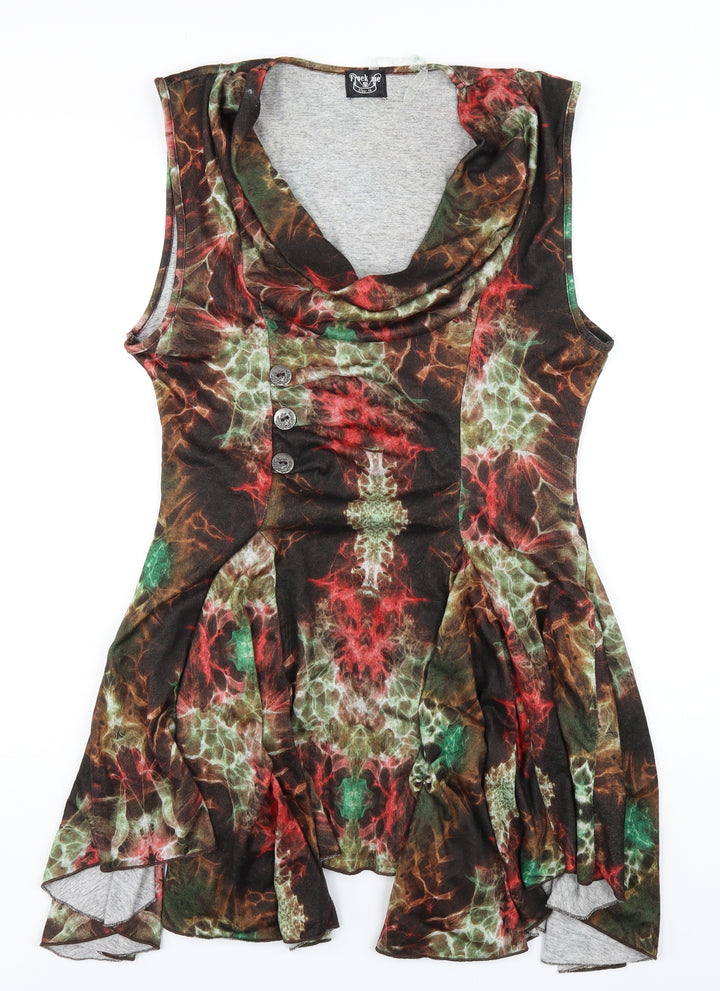 Frock Me Womens Multicoloured Geometric Polyester A-Line Size 16 Cowl Neck Pullover