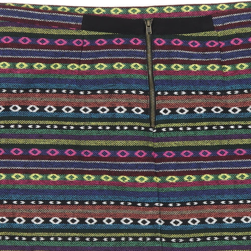 Topshop Womens Multicoloured Geometric Polyester A-Line Skirt Size 12 Zip