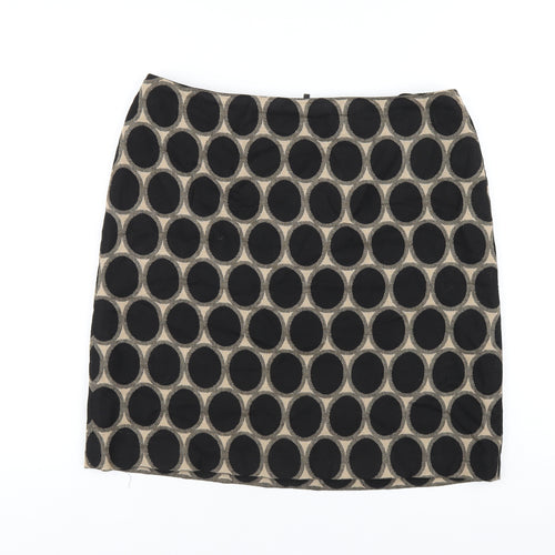 Marks and Spencer Womens Black Polka Dot Cotton A-Line Skirt Size 12 Zip
