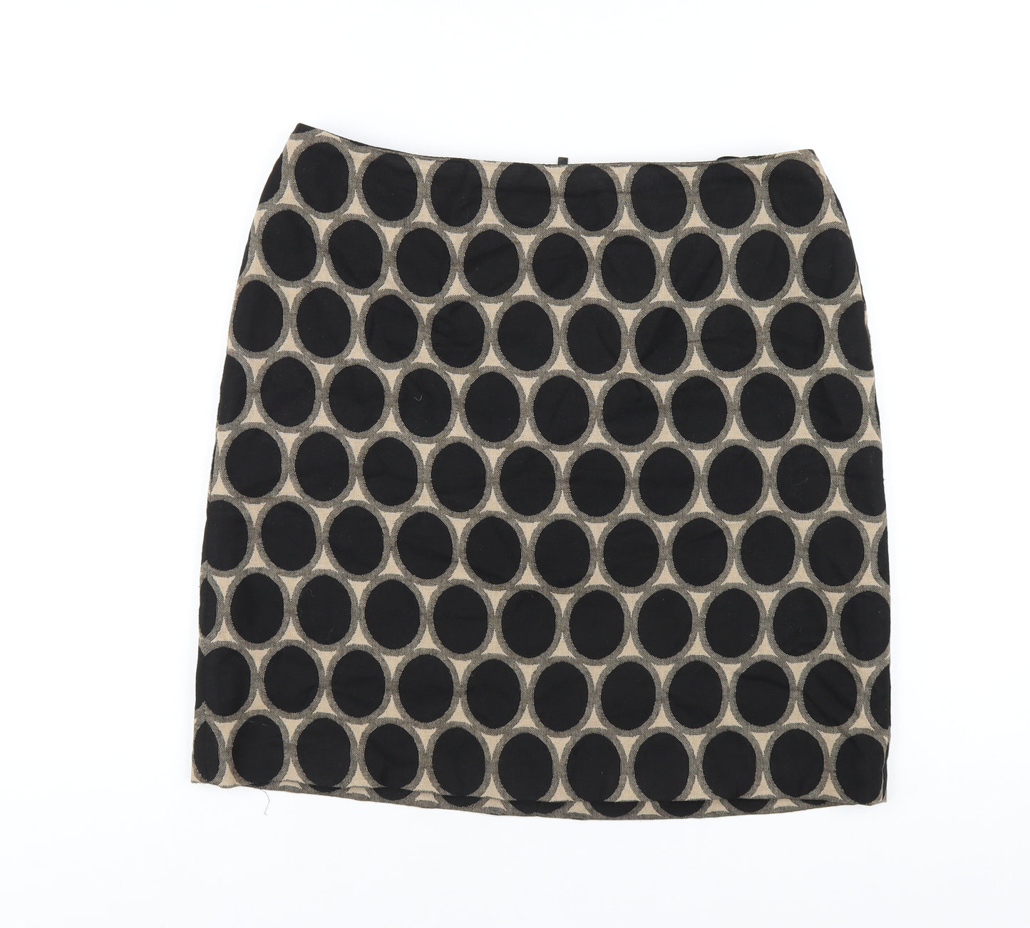 Marks and Spencer Womens Black Polka Dot Cotton A-Line Skirt Size 12 Zip