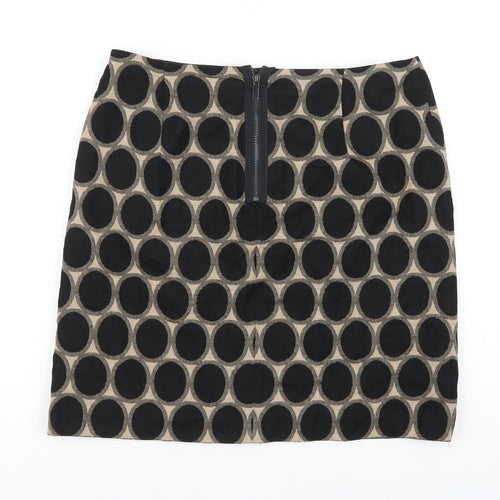 Marks and Spencer Womens Black Polka Dot Cotton A-Line Skirt Size 12 Zip