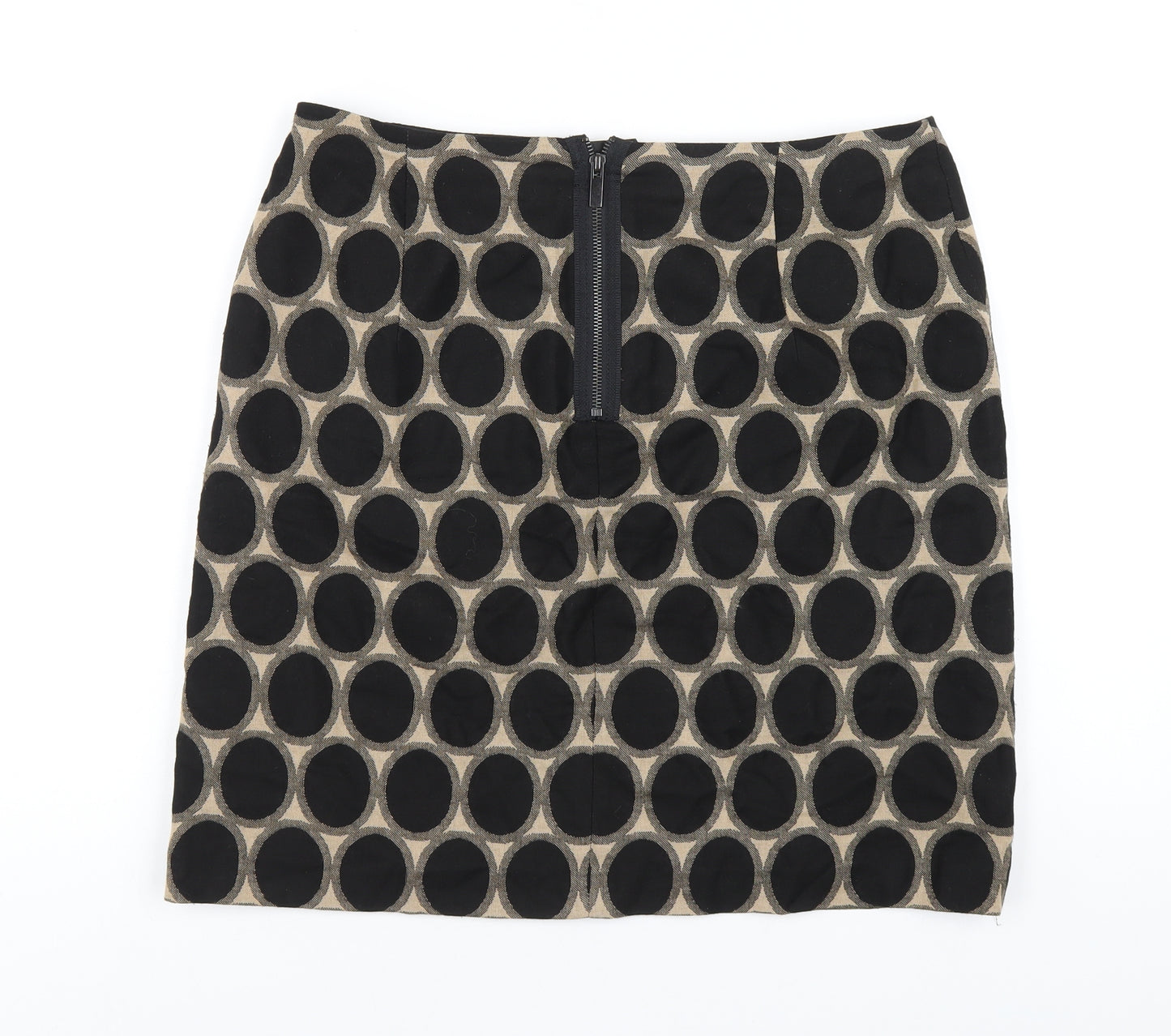 Marks and Spencer Womens Black Polka Dot Cotton A-Line Skirt Size 12 Zip