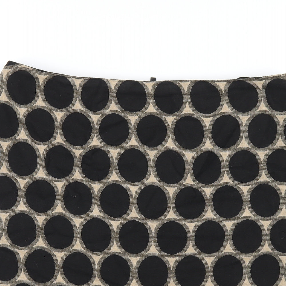 Marks and Spencer Womens Black Polka Dot Cotton A-Line Skirt Size 12 Zip