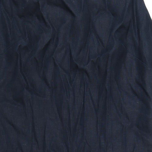 EAST Womens Blue Linen A-Line Size 18 Round Neck Zip