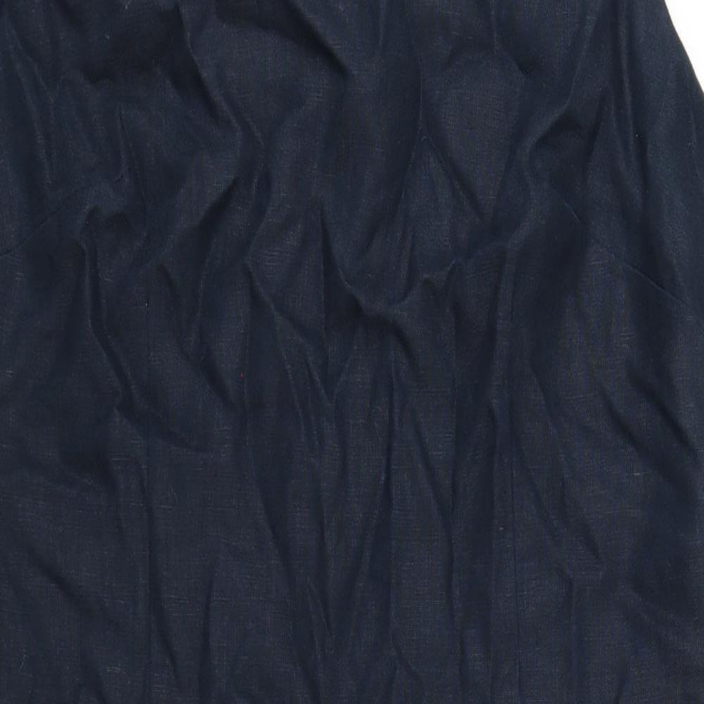 EAST Womens Blue Linen A-Line Size 18 Round Neck Zip