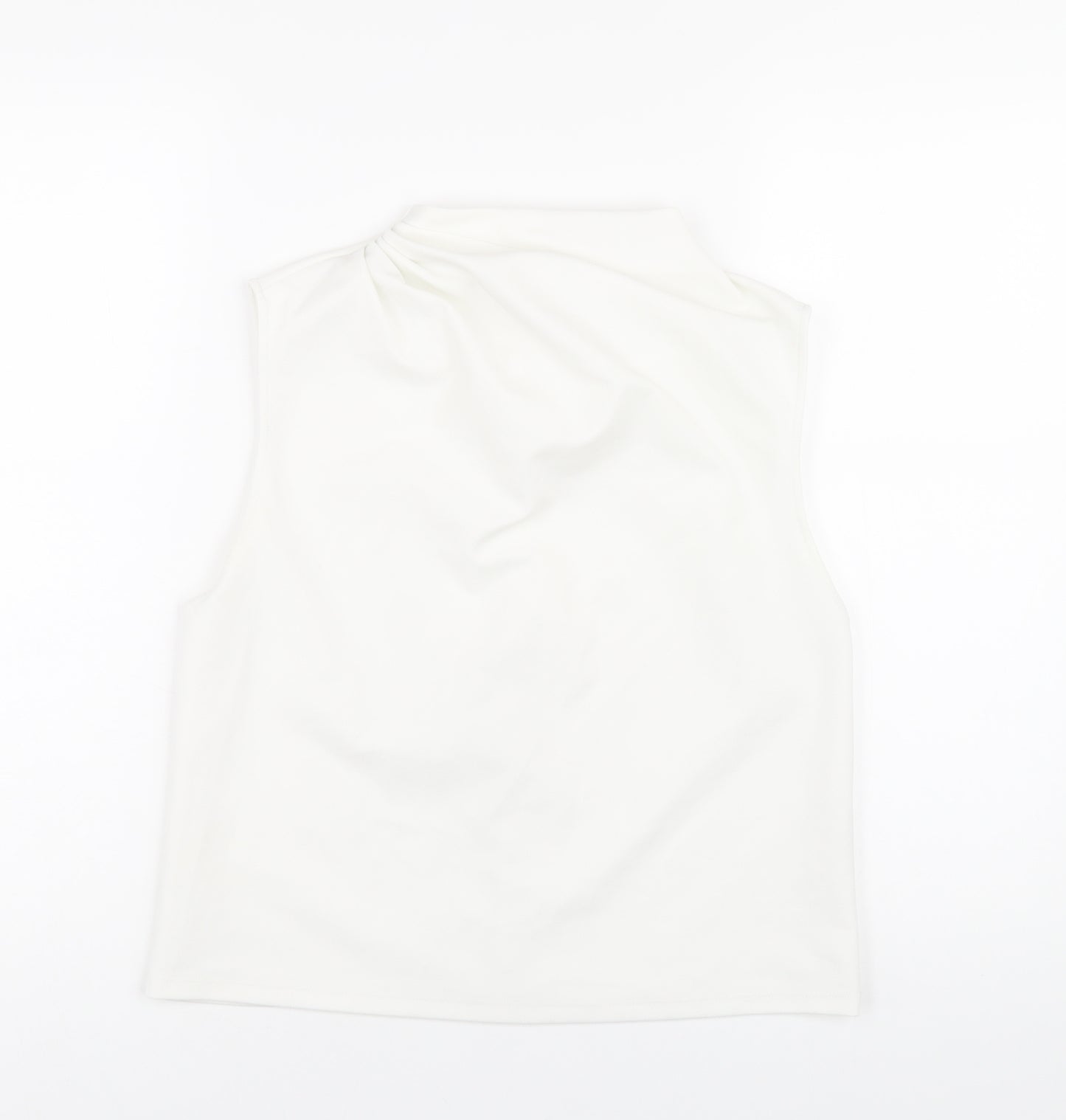 Zara Womens White Polyester Basic T-Shirt Size S Mock Neck