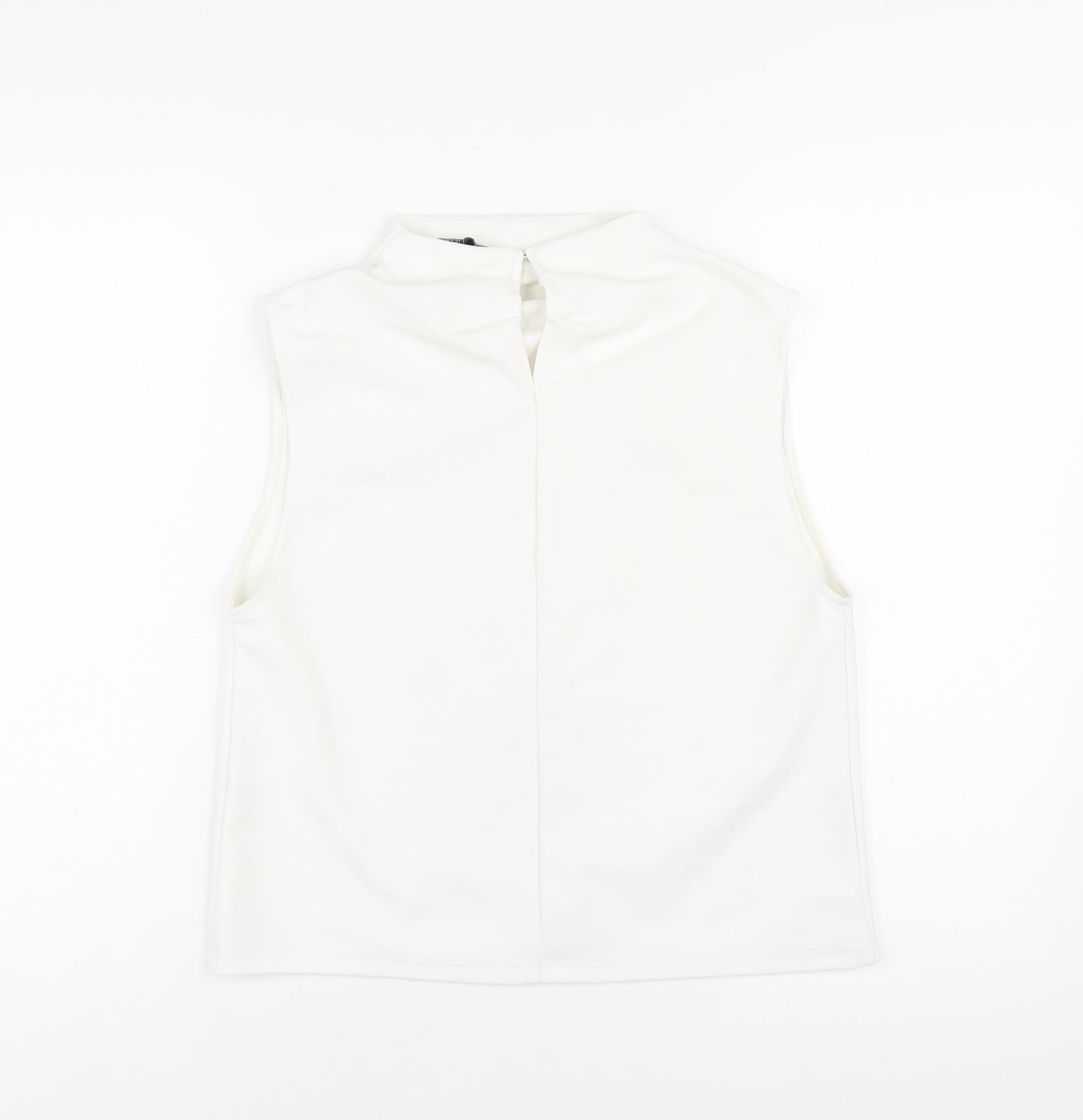 Zara Womens White Polyester Basic T-Shirt Size S Mock Neck